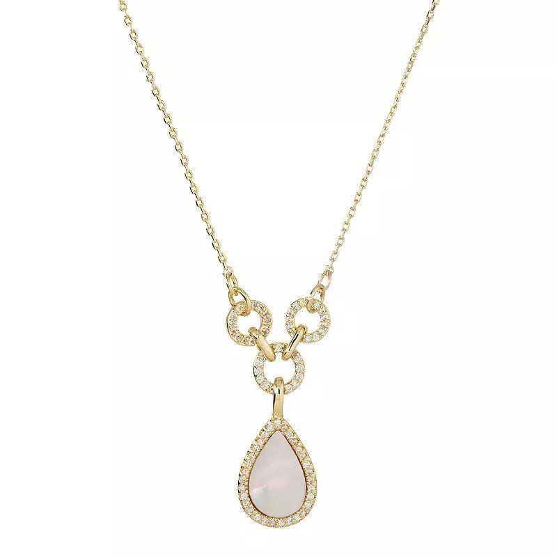 City Luxe Gold Tone Mother Of Pearl & Cubic Zirconia Pear Y-Necklace, Womens Gold Tone Mop Product Image