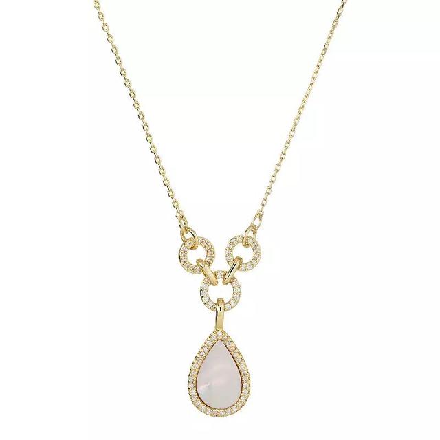 City Luxe Gold Tone Mother Of Pearl & Cubic Zirconia Pear Y-Necklace, Womens Gold Tone Mop Product Image