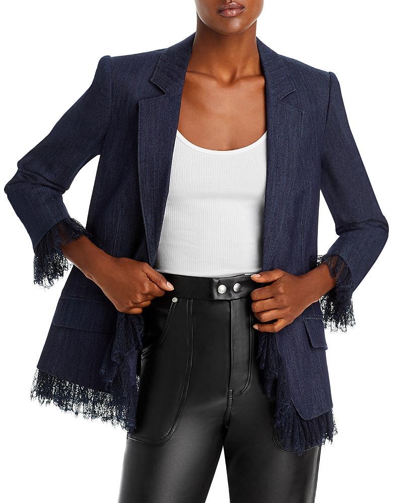 Cinq  Sept Roxie Lace Trim Denim Blazer Product Image