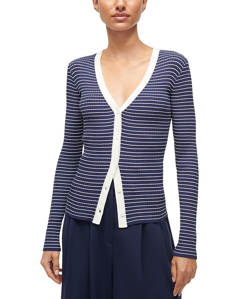 Womens Cargo Rib-Knit V-Neck Cardigan Product Image