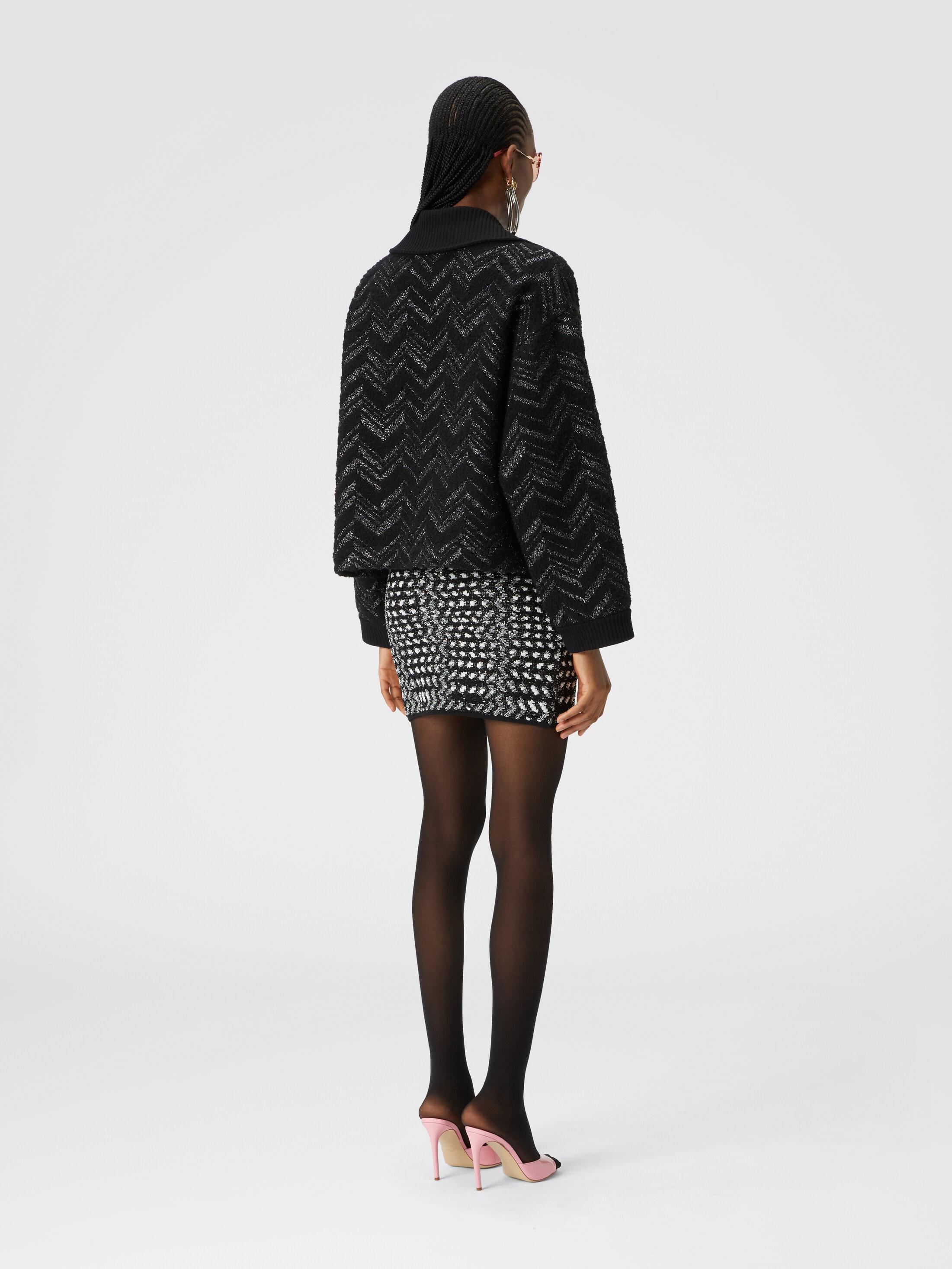 Bouclé knit jacket with lamé chevron Product Image