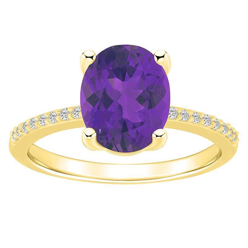 Alyson Layne 14k Gold Oval Amethyst & 1/10 Carat T.W. Diamond Ring, Womens Product Image