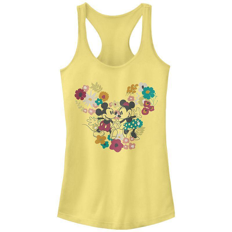 Disneys Mickey Mouse Womens With Minnie Mouse Floral Pair Raceback Tank Top, Girls Product Image