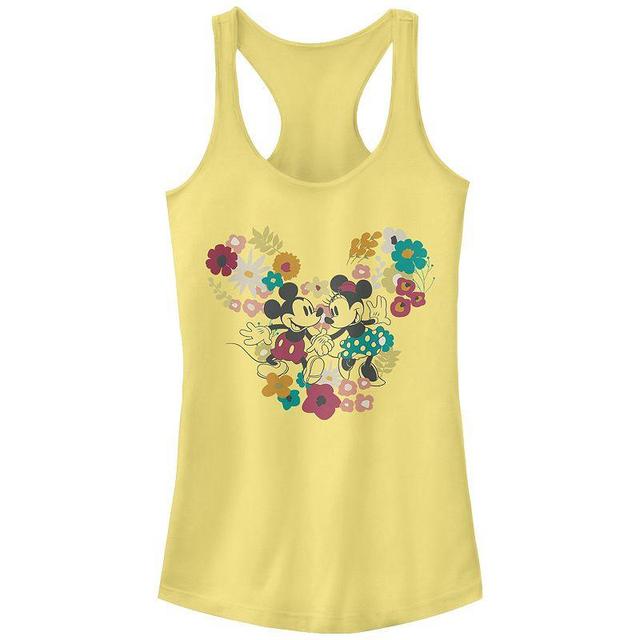 Disneys Mickey Mouse Womens With Minnie Mouse Floral Pair Raceback Tank Top, Girls Product Image