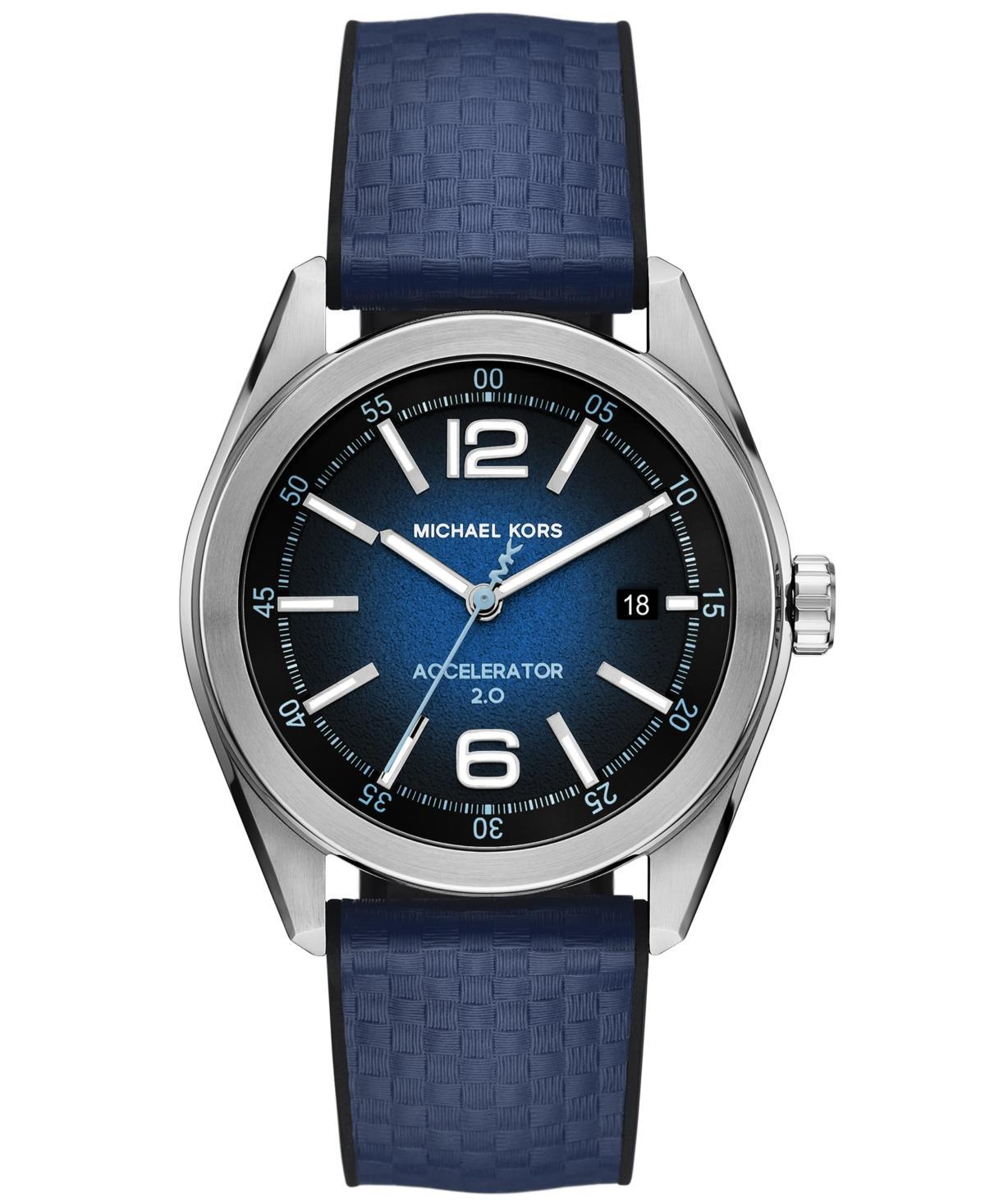 Michael Kors Mens Accelerator 2.0 Three-Hand Date Blue Nylon and Silicone Strap Watch Product Image