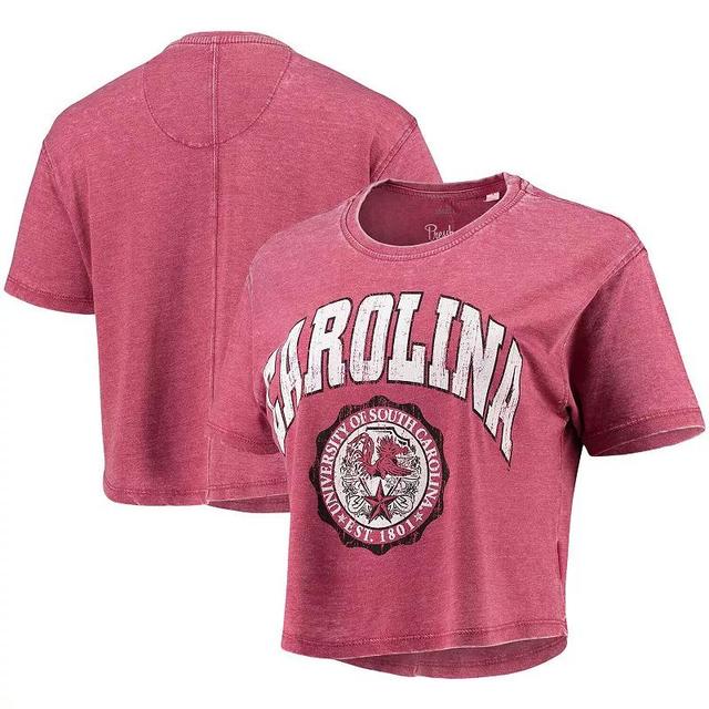 Womens Garnet South Carolina Gamecocks Edith Vintage-Inspired Burnout Crop T-shirt Product Image