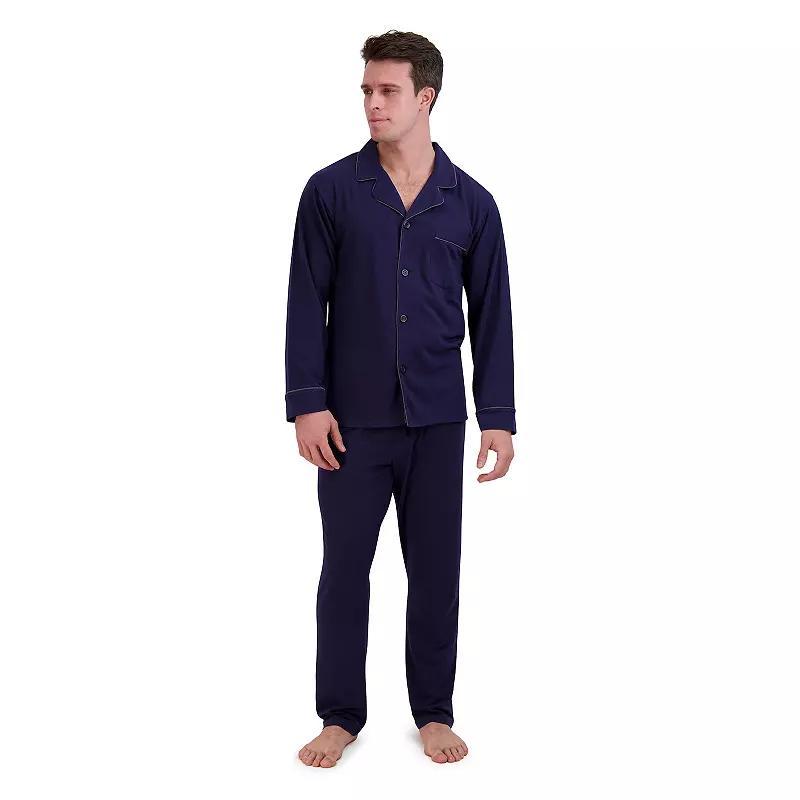 Mens Hanes Knit Pajama Shirt & Pajama Pants Set Grey Product Image