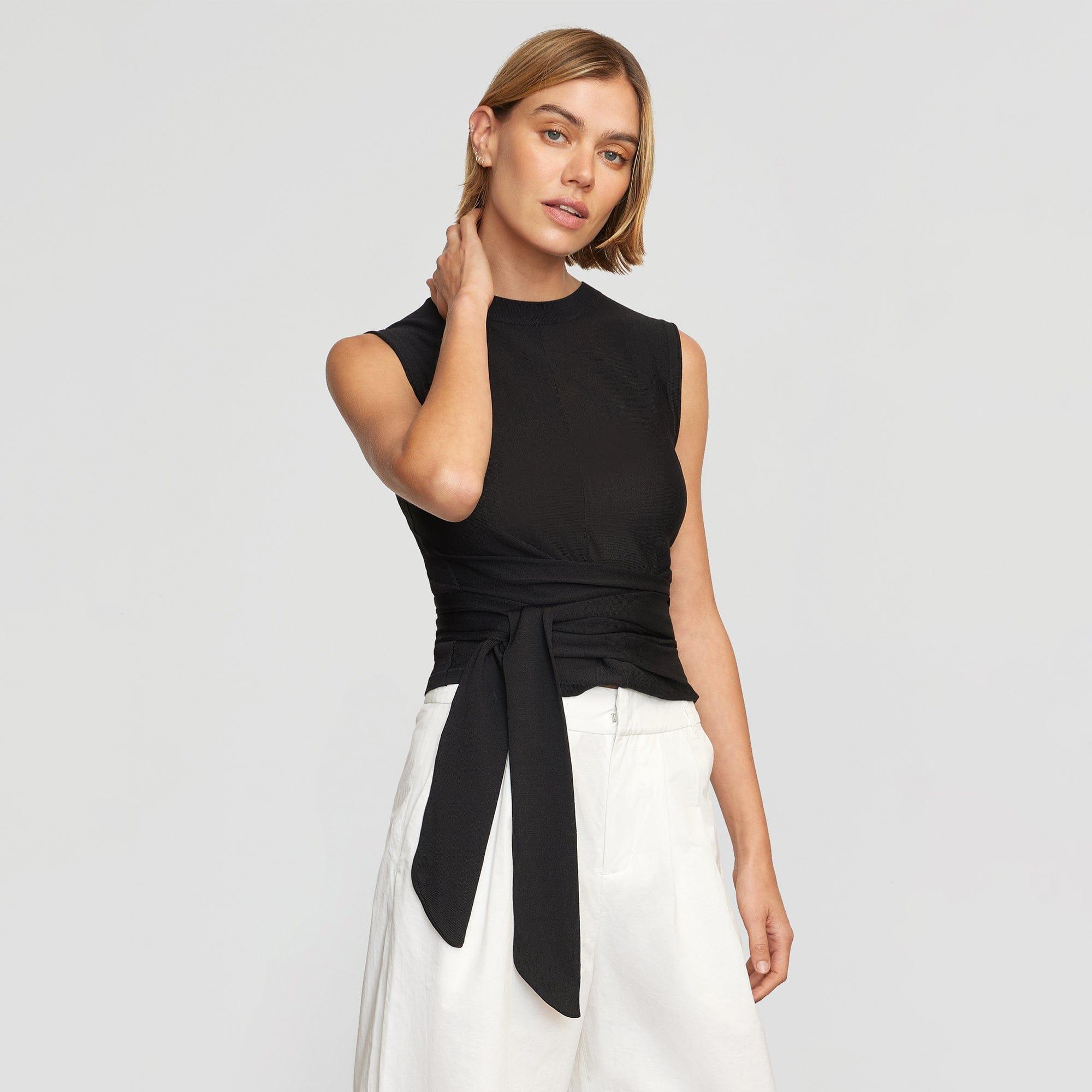 Rumi Cropped Sleeveless Wrap Top Product Image