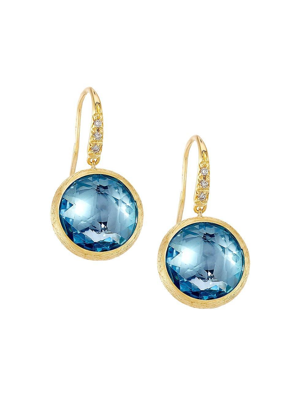 Womens Jaipur Color 18K Yellow Gold, Blue Topaz & 0.05 TCW Diamond Drop Earrings Product Image