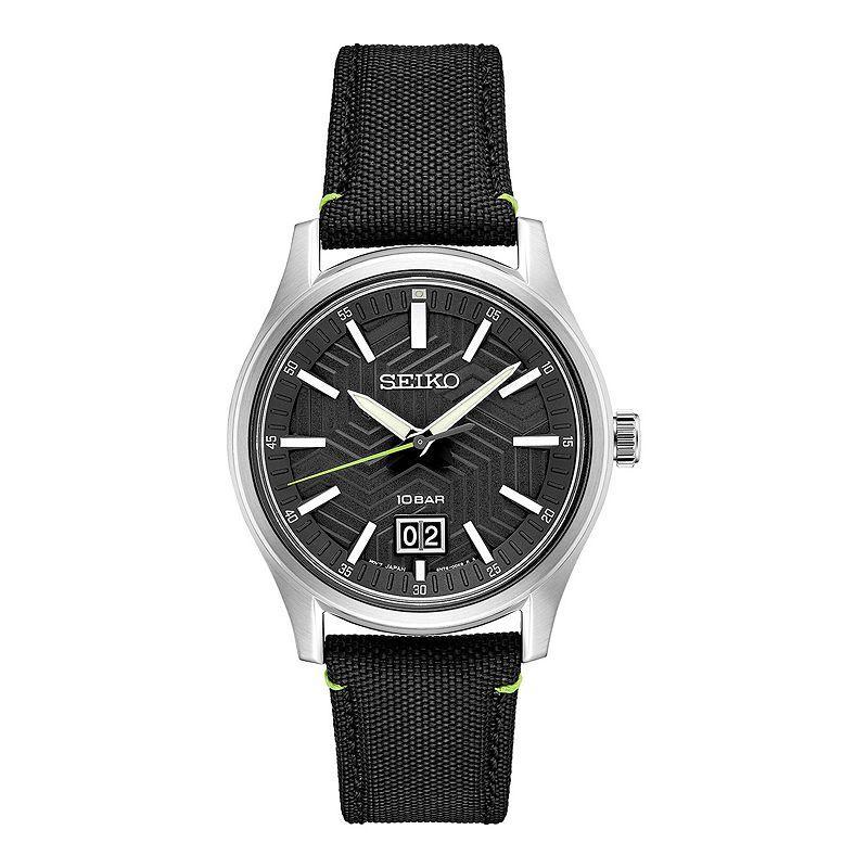 Seiko Essentials Mens Stainless Steel Black Dial Strap Watch - SUR517 Product Image