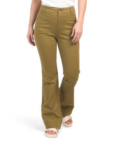 Patch Pocket Flare Jeans For Women Product Image