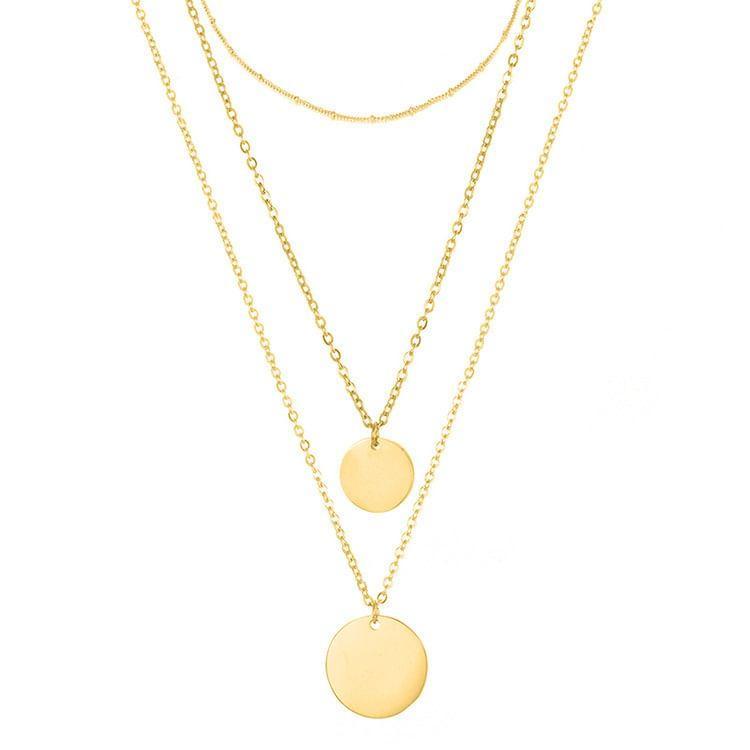 Disc Pendant Layered Alloy Choker Product Image