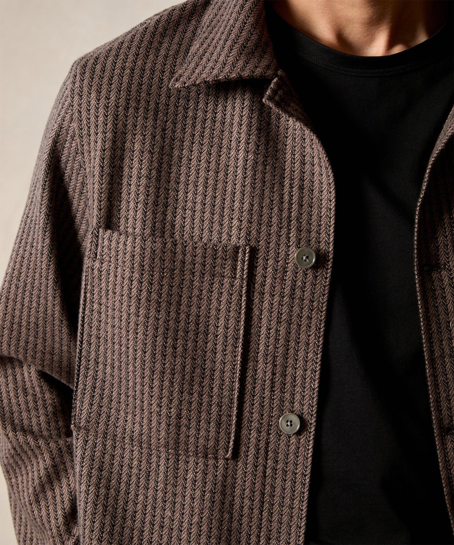 Double Knit Striped Overshirt in Vintage Brown Product Image