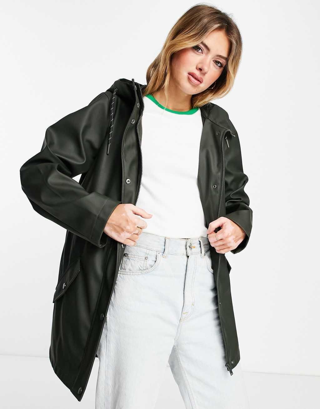 Vero Moda hooded rain jacket in black  Product Image