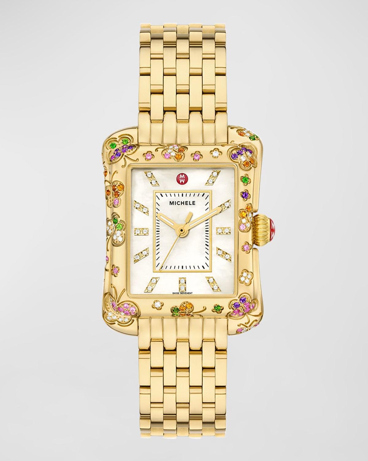 Womens Deco Moderne 18K-Gold-Plated & Multi-Gemstone Bracelet Watch/35MM x 42MM Product Image