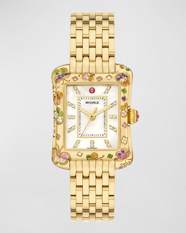 Womens Deco Moderne 18K-Gold-Plated & Multi-Gemstone Bracelet Watch/35MM x 42MM Product Image