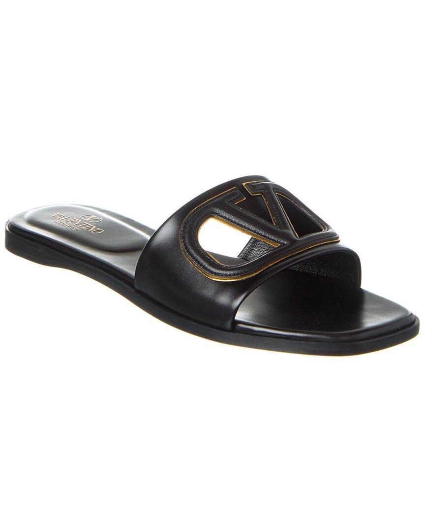 Valentino Vlogo Cutout Leather Sandal In Black Product Image