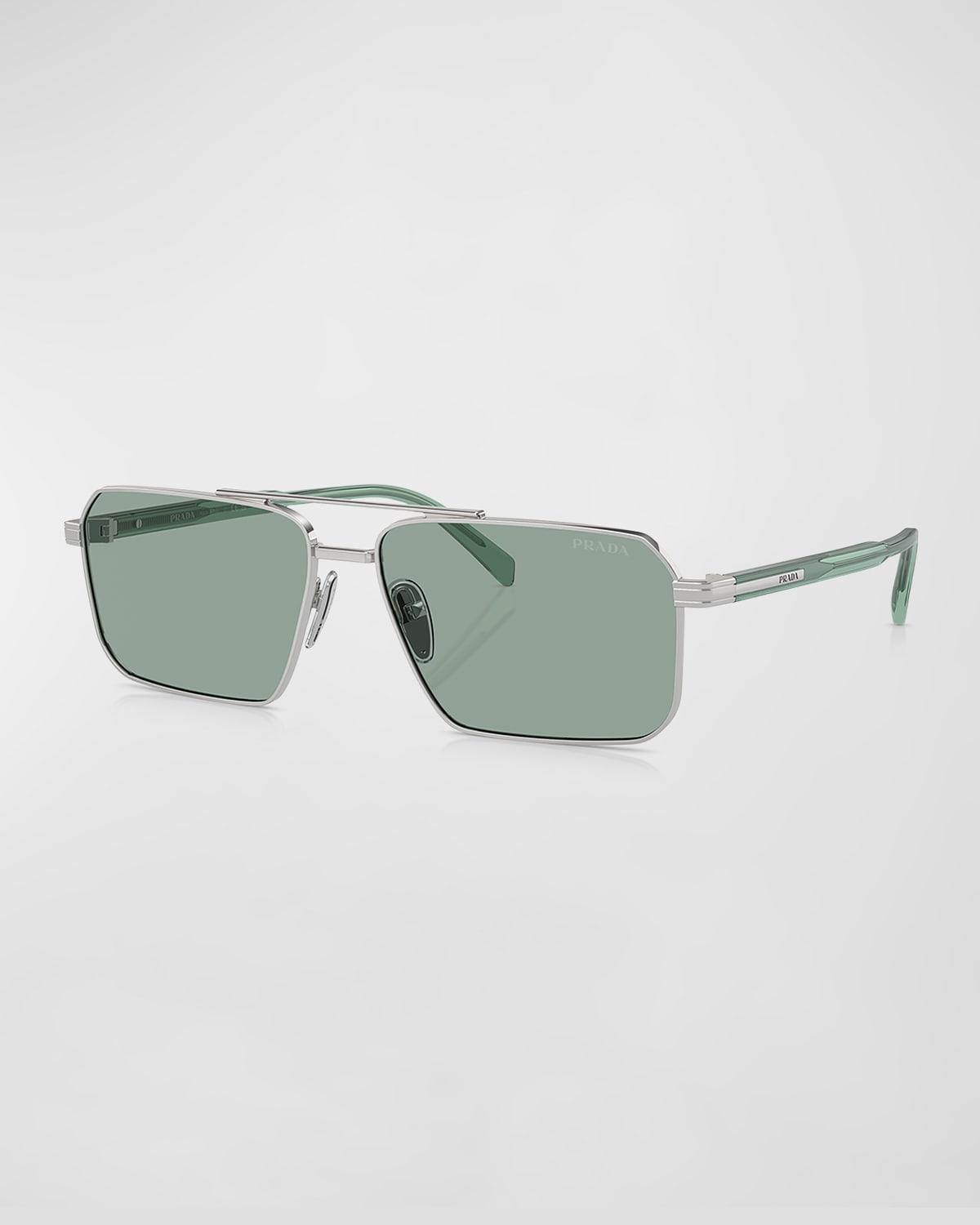 Mens Double-Bridge Metal Square Sunglasses Product Image