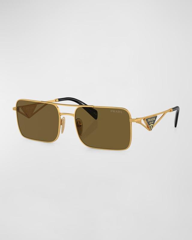 Mens Triangle Logo Metal Rectangle Sunglasses Product Image