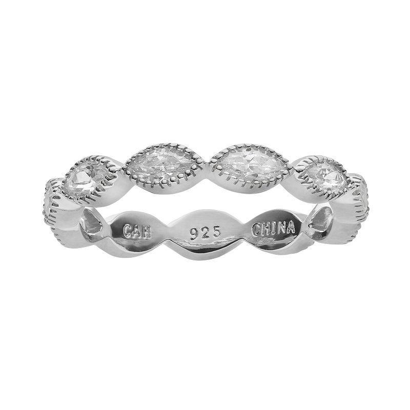 Sophie Miller Cubic Zirconia Sterling Silver Scalloped Ring, Womens White Product Image