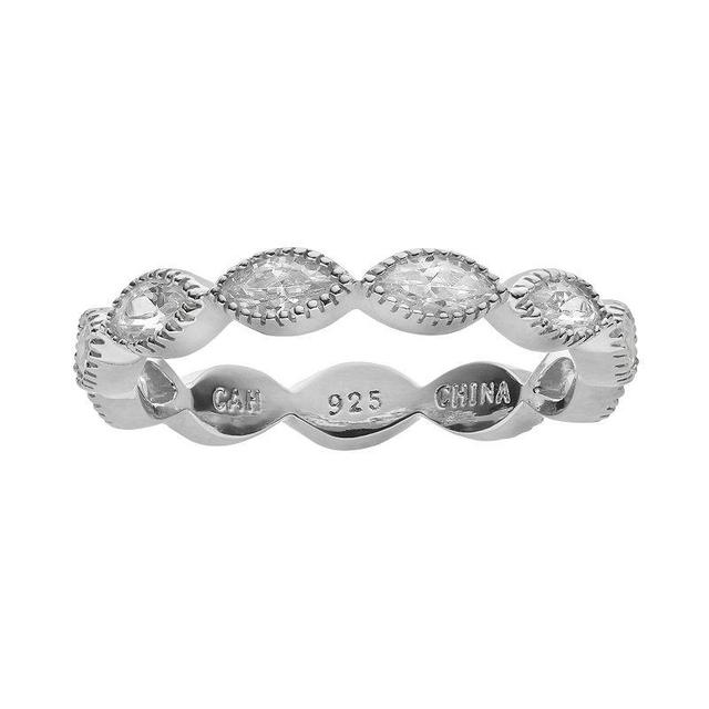 Sophie Miller Cubic Zirconia Sterling Silver Scalloped Ring, Womens White Product Image