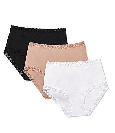 Natori Bliss Lace Trim High Rise Brief, Pack of 3 755058MP - Vino/crushed Velvet Product Image