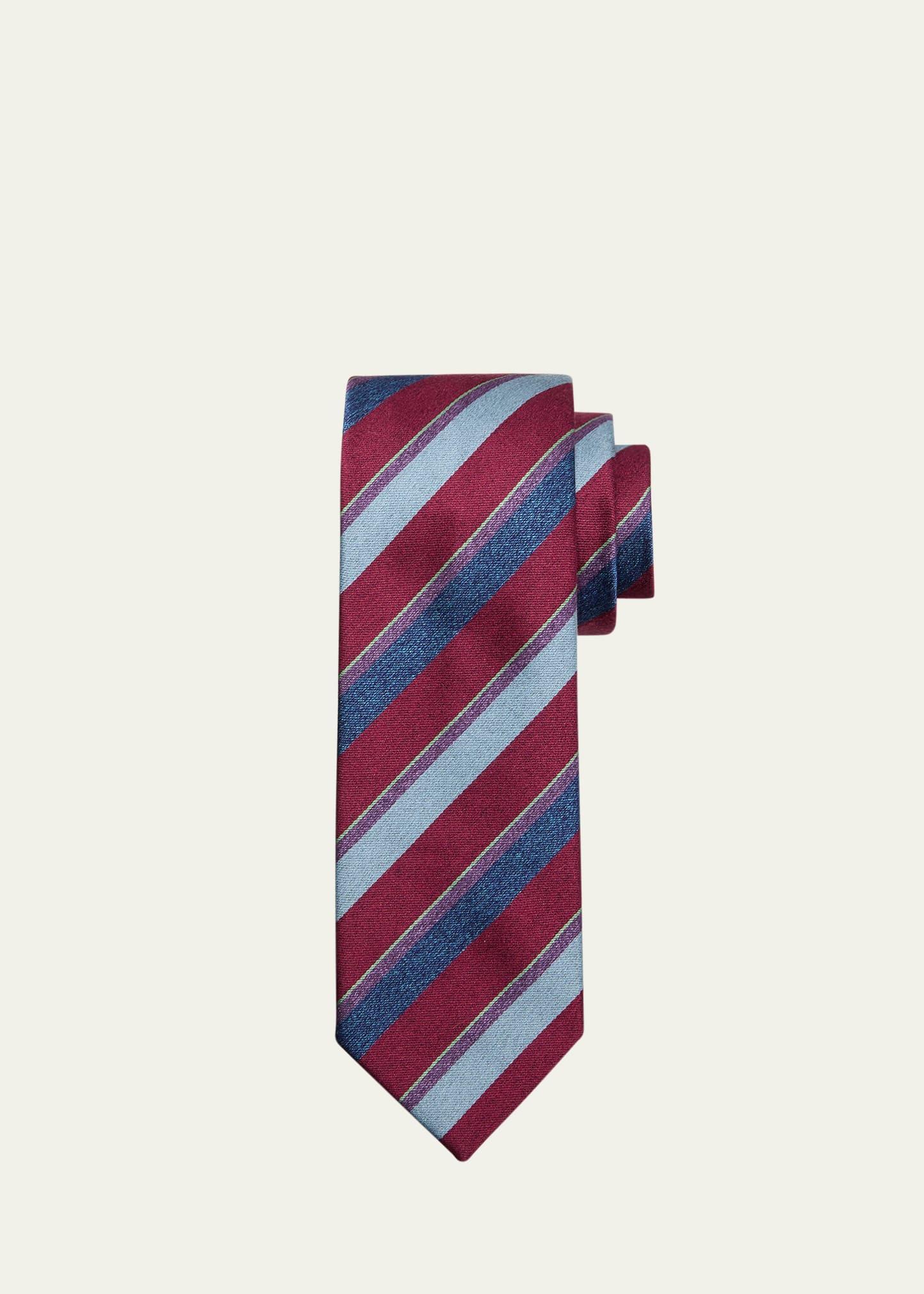 Mens Multi-Stripe Schappe Silk Tie Product Image