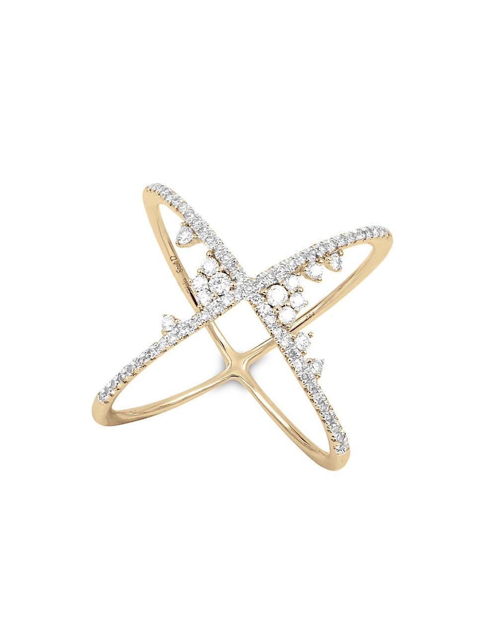 Womens Fairytale 18K Yellow Gold & Diamond Crossed Ring Product Image