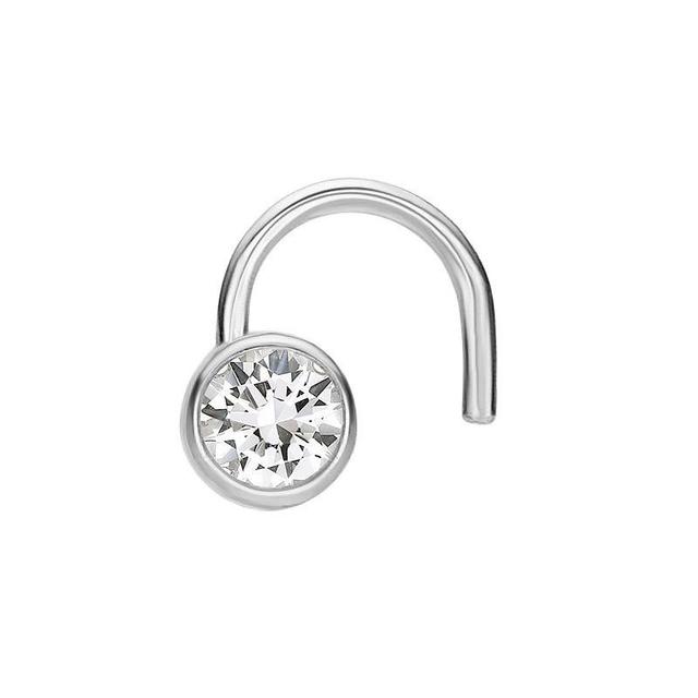 Lila Moon 14k Gold 2 mm Cubic Zirconia Curved Nose Stud, Womens, White Product Image