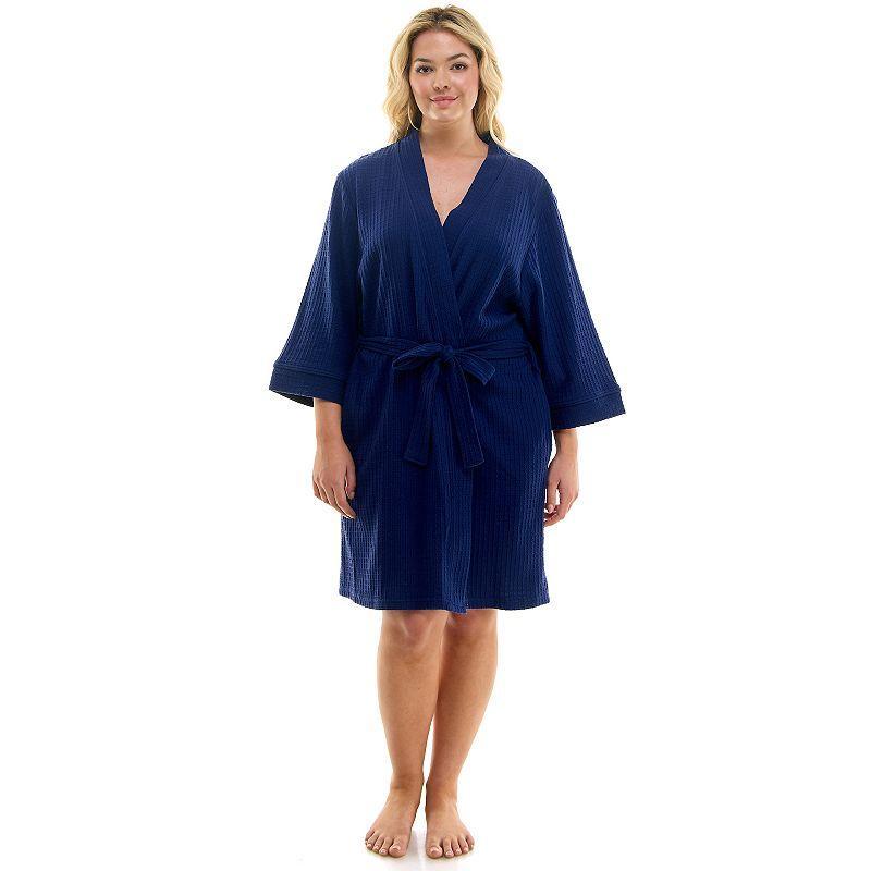 Plus Size Croft & Barrow Kimono Robe, Womens Blue Product Image