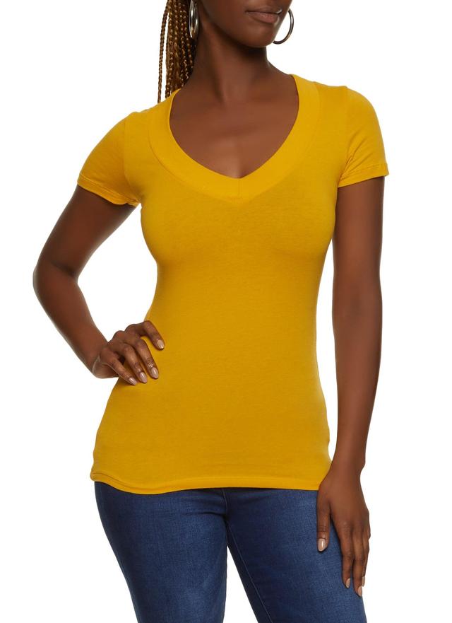 Womens Basic V Neck Short Sleeve Tee Product Image