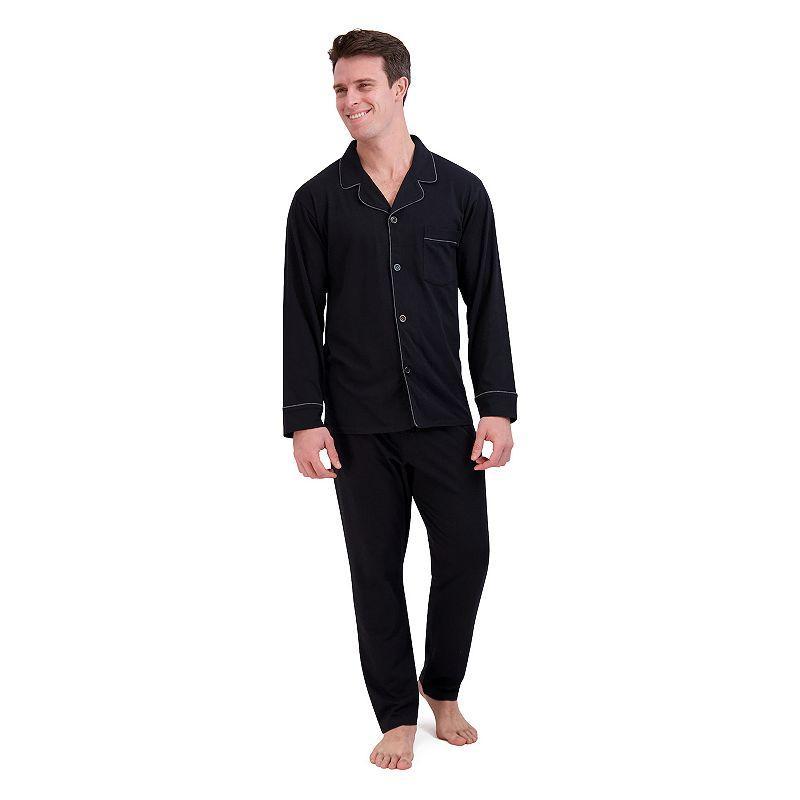 Mens Hanes Knit Pajama Shirt & Pajama Pants Set Grey Product Image