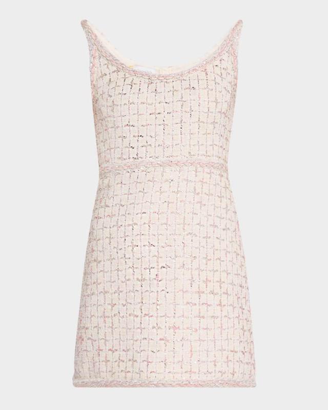 Check Metallic Eyelash Tweed Sleeveless Mini Dress Product Image