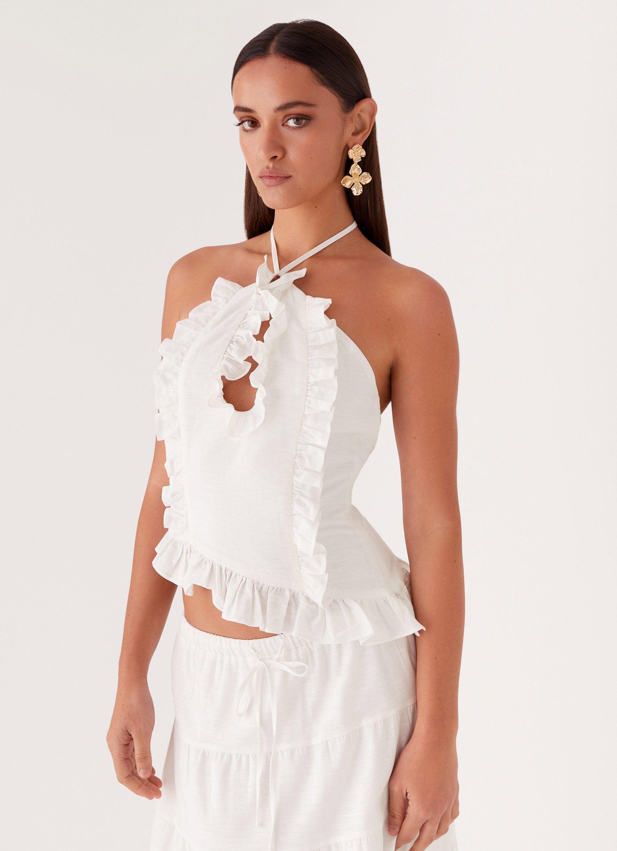 Mariella Linen Top - White Product Image