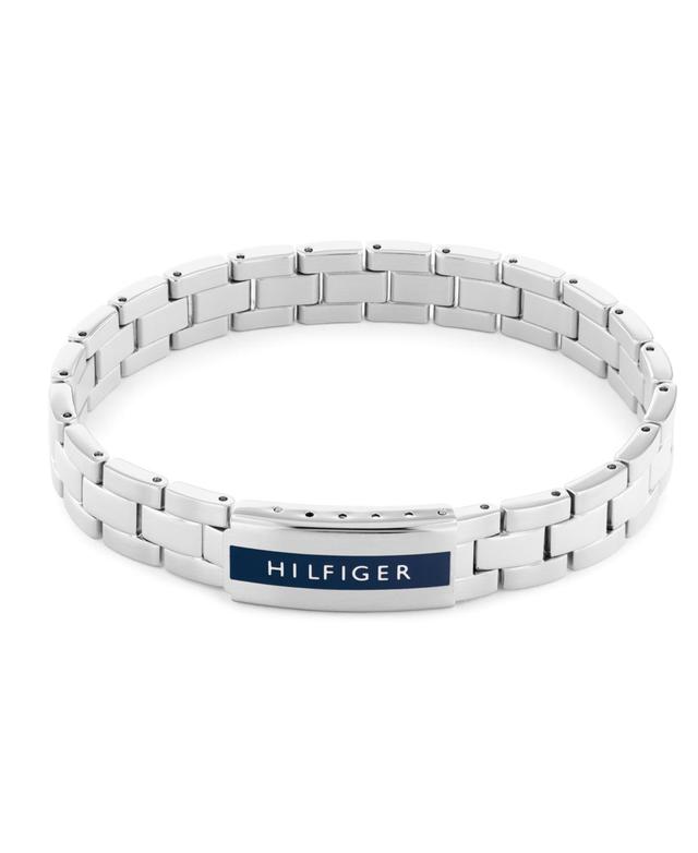 Tommy Hilfiger Men's Adjustable Silver-Tone Logo Bracelet - Metallic Product Image