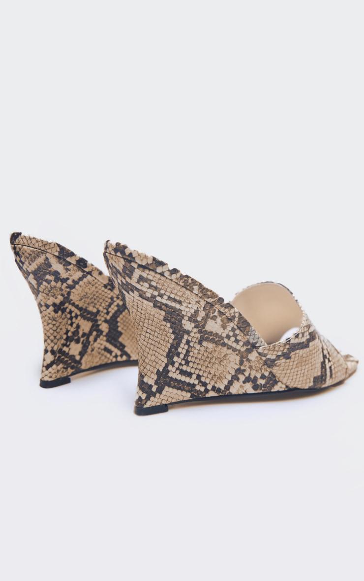 Snake Print PU Square Toe Wedge Heeled Sandals Product Image