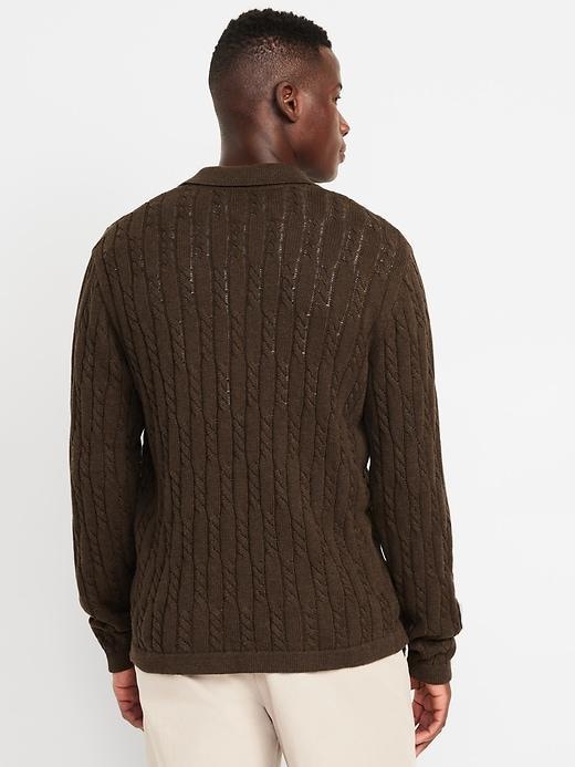 Button-Down Cable-Knit Sweater Product Image