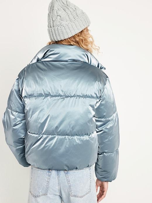 Water-Resistant Shiny Puffer Jacket Product Image