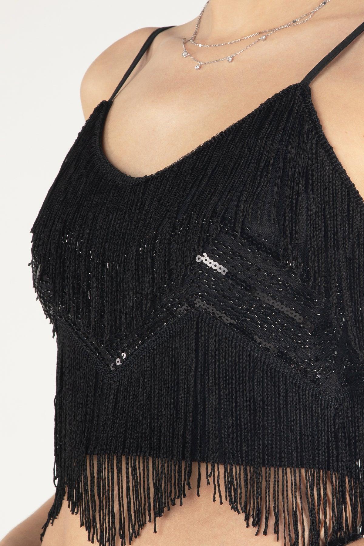 Embellished Fringe Crop Top Product Image