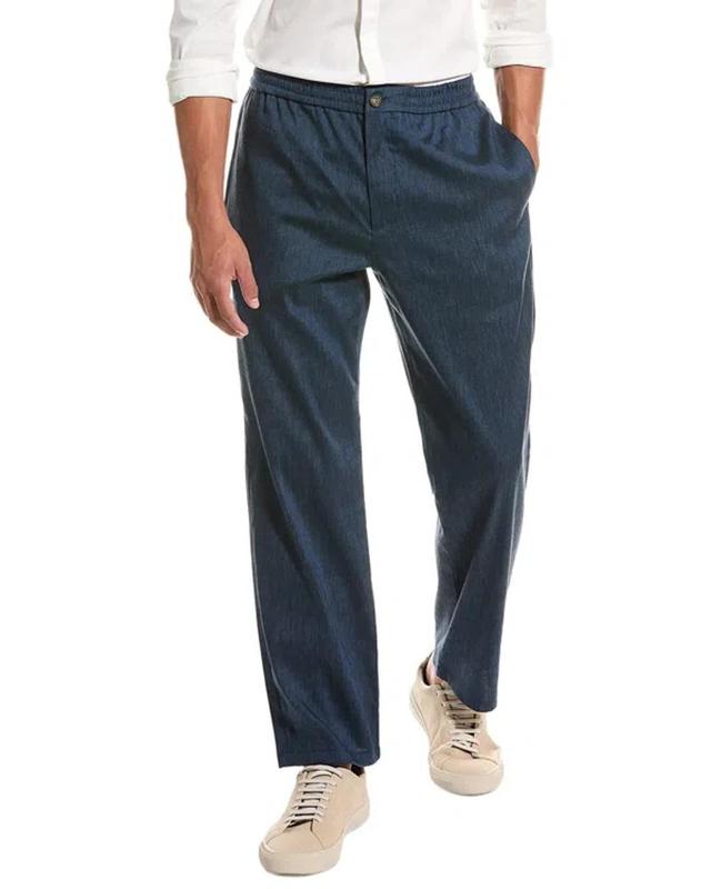 Linen-blend Straight Leg Pant In Blue Product Image