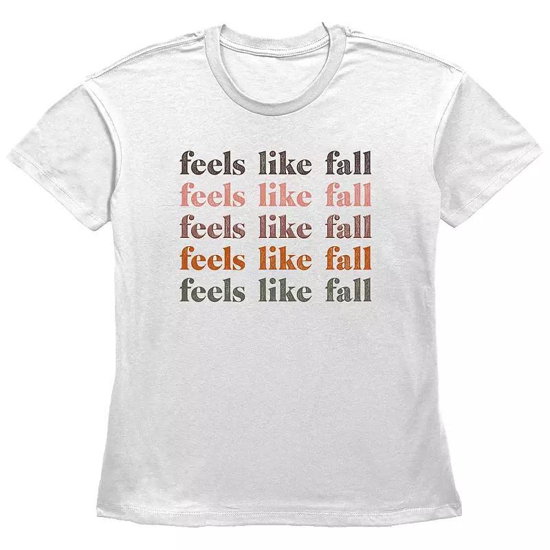 Juniors Feels Like Fall Stack Text Graphic Tee, Womens Product Image