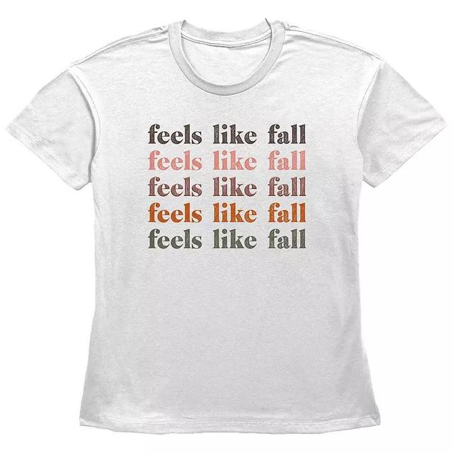 Juniors Feels Like Fall Stack Text Graphic Tee, Womens Product Image