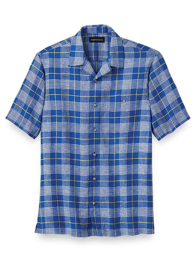 Slim Fit Linen Glen Plaid Casual Shirt Product Image