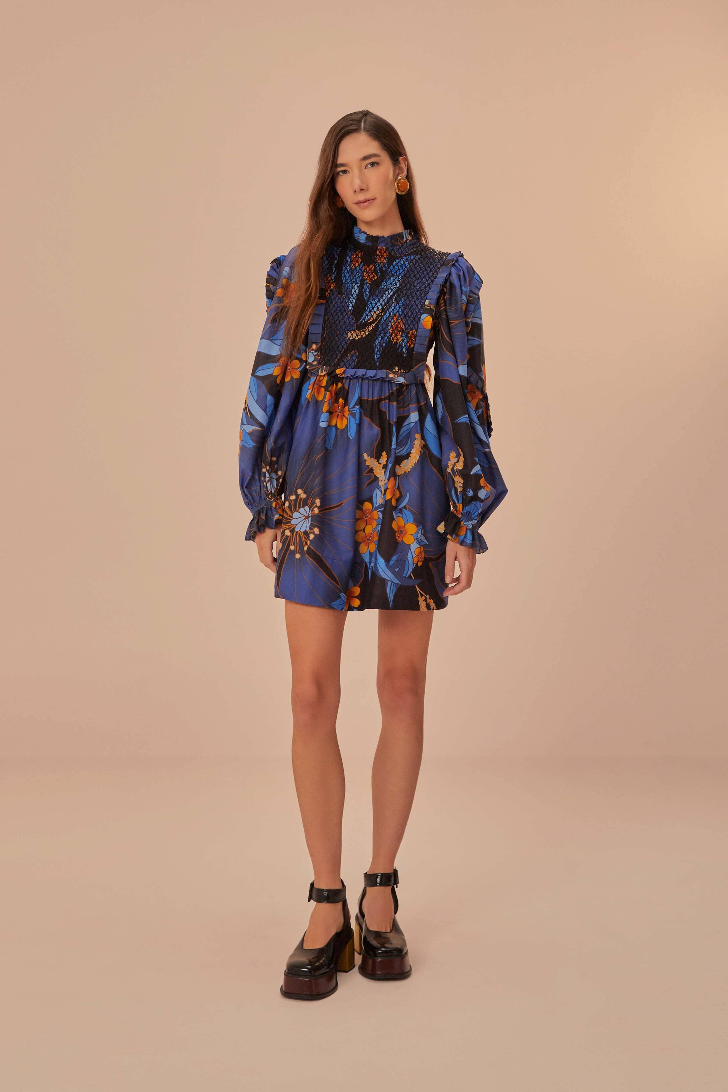 Black Pietra Floral Mini Dress Product Image