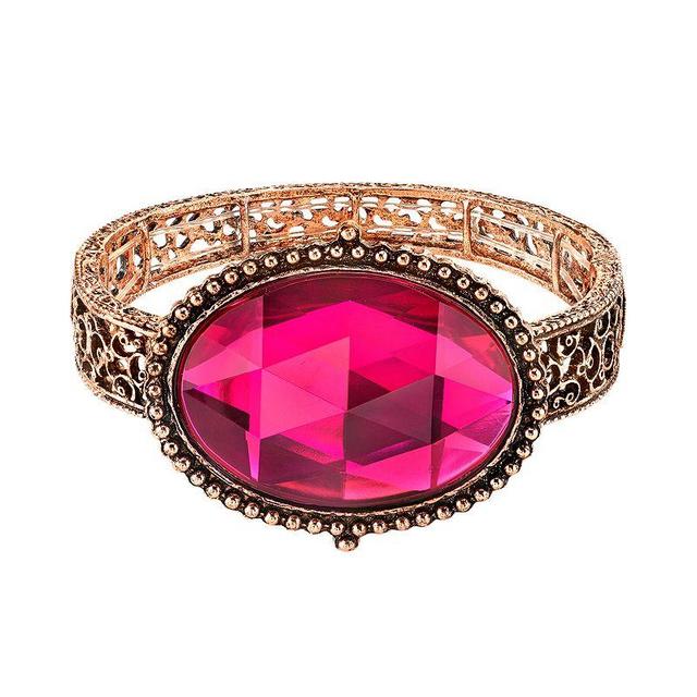 1928 Filigree Cuff Stretch Bracelet, Womens Pink Product Image