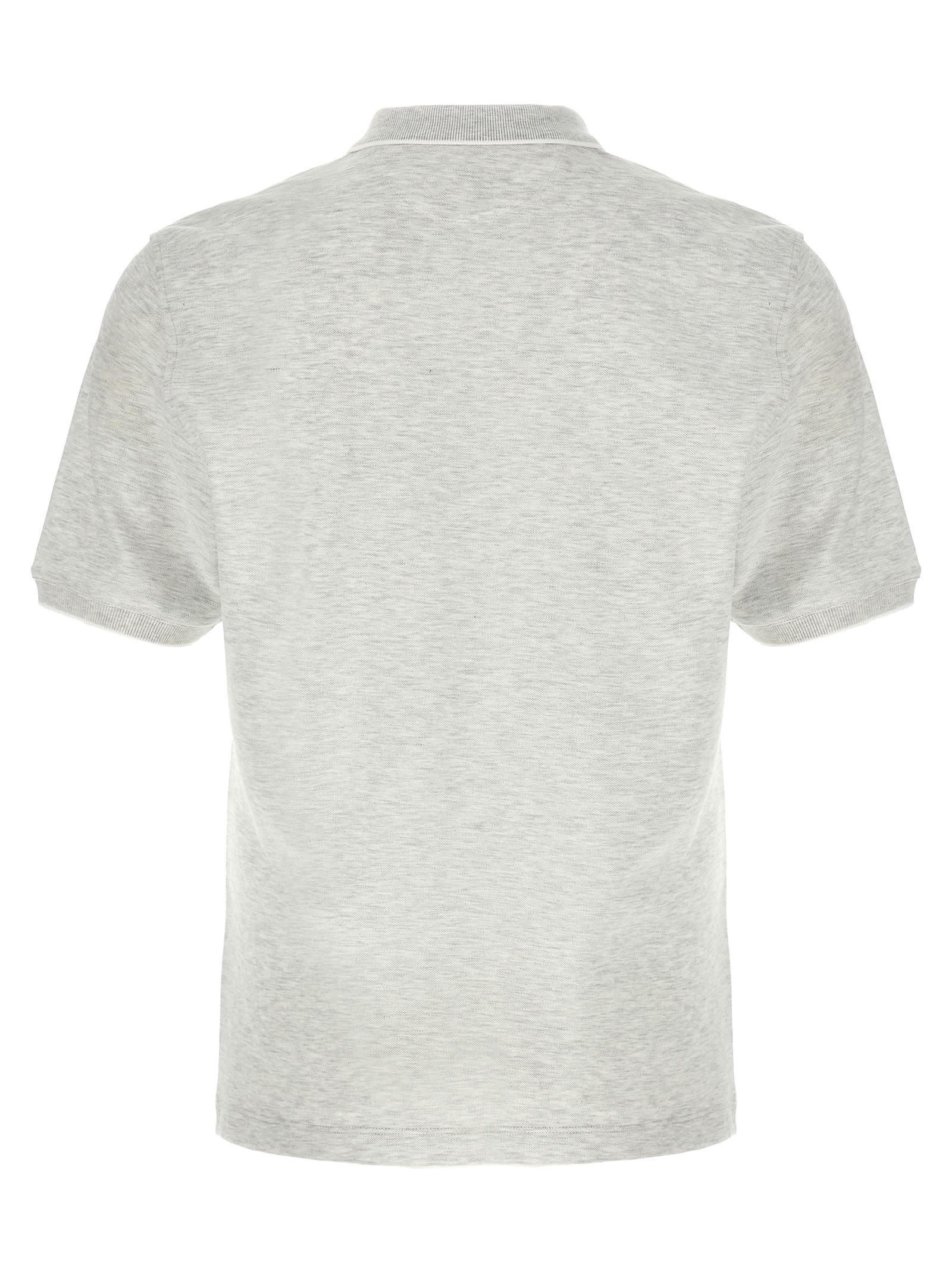 BRUNELLO CUCINELLI Logo Piqué Polo Shirt In Gray Product Image