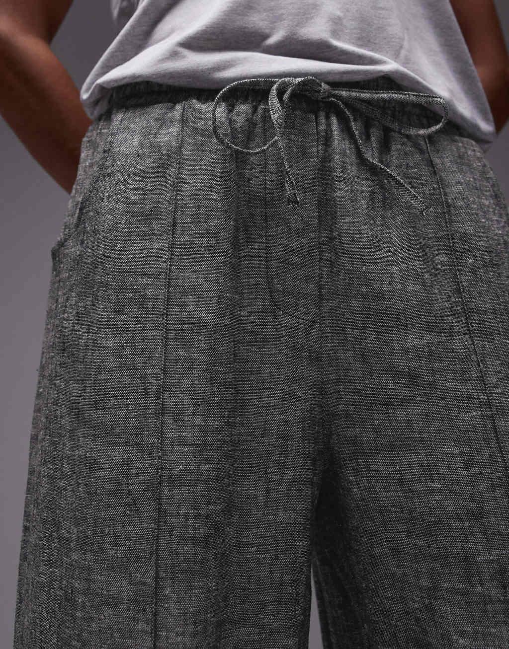 Topshop textured tie waist sweatpants with seam details in gray Product Image