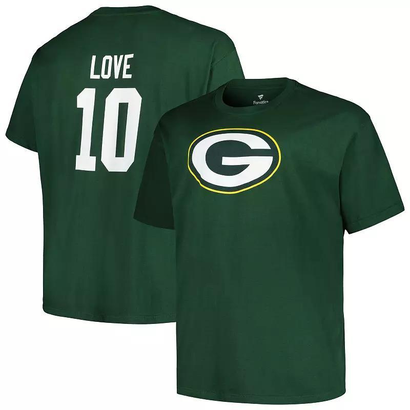 Mens Fanatics Branded Jordan Love Bay Packers Big & Tall Player Name & Number T-Shirt Product Image