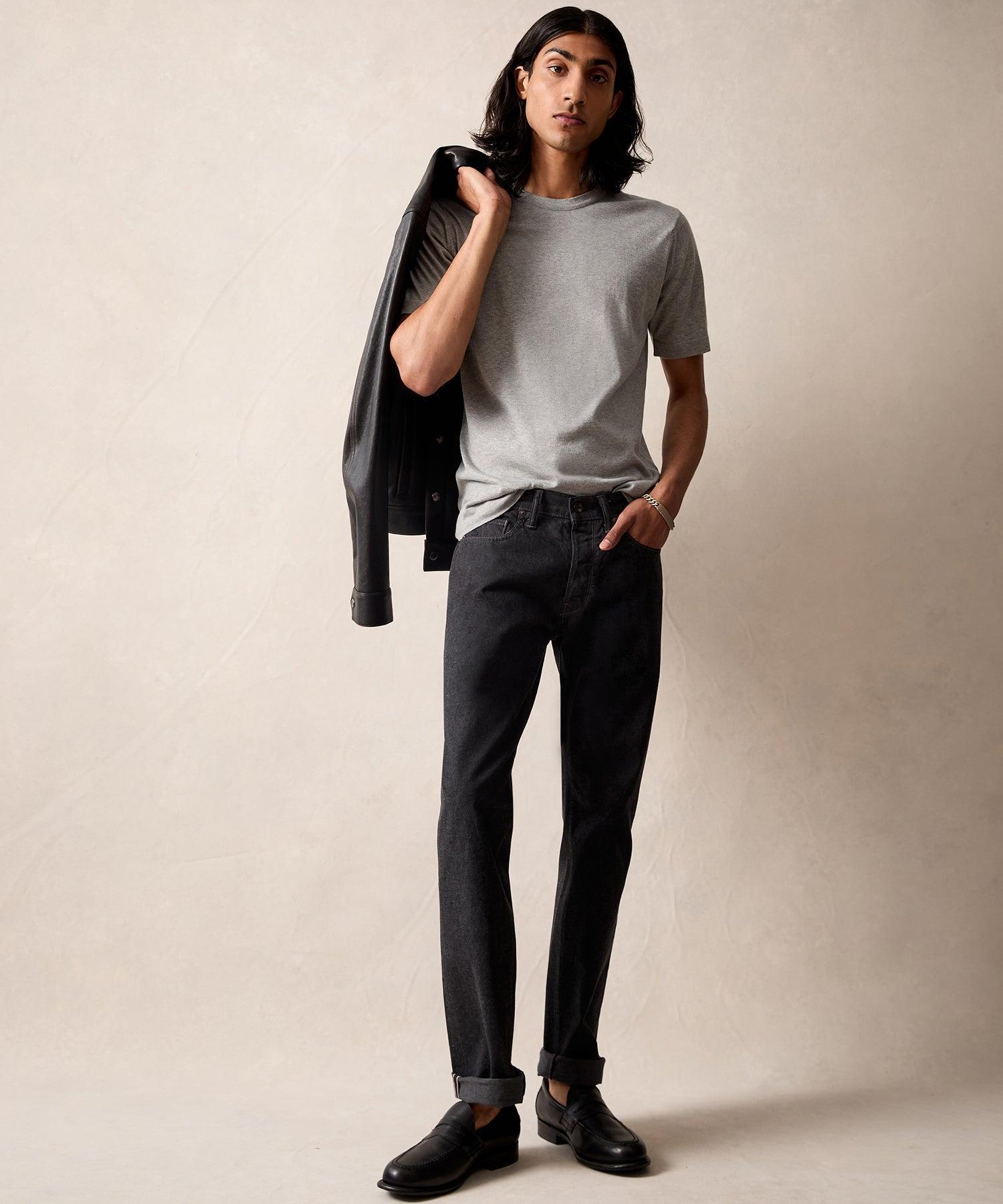 Slim Lightweight Japanese Selvedge Jean in Charcoal Product Image