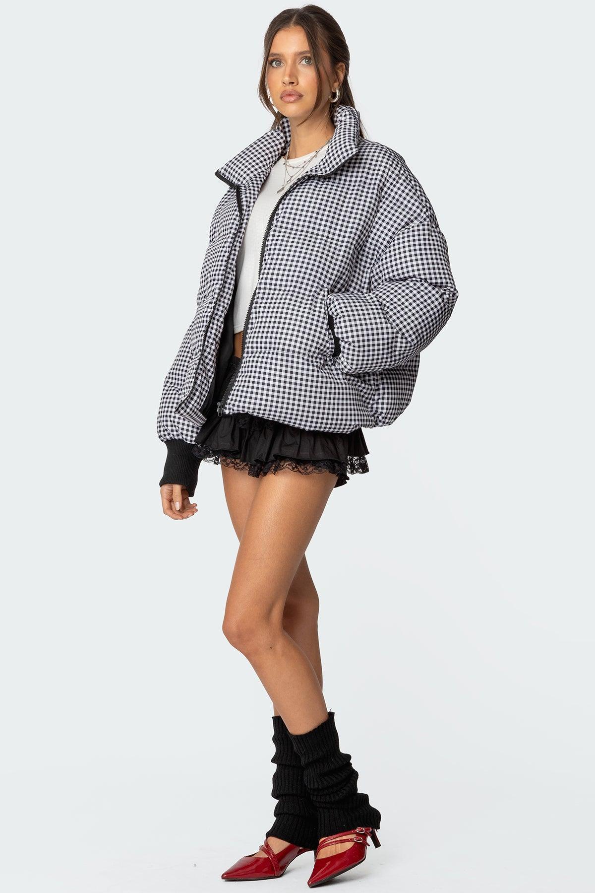 Oversized Gingham Puffer Product Image